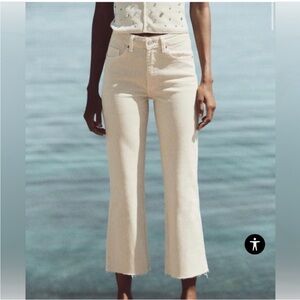 Zara Women's Cream Kick Flare Jeans